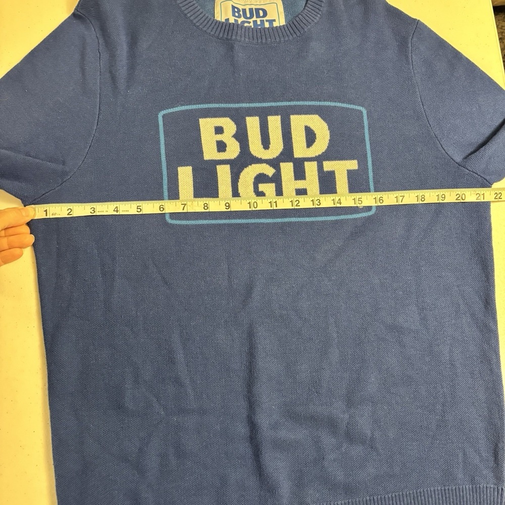 Bud LightSweater King Of‎ Beer Blue Knit Pullover Merch Logo Spell out Mens L - Picture 4 of 8